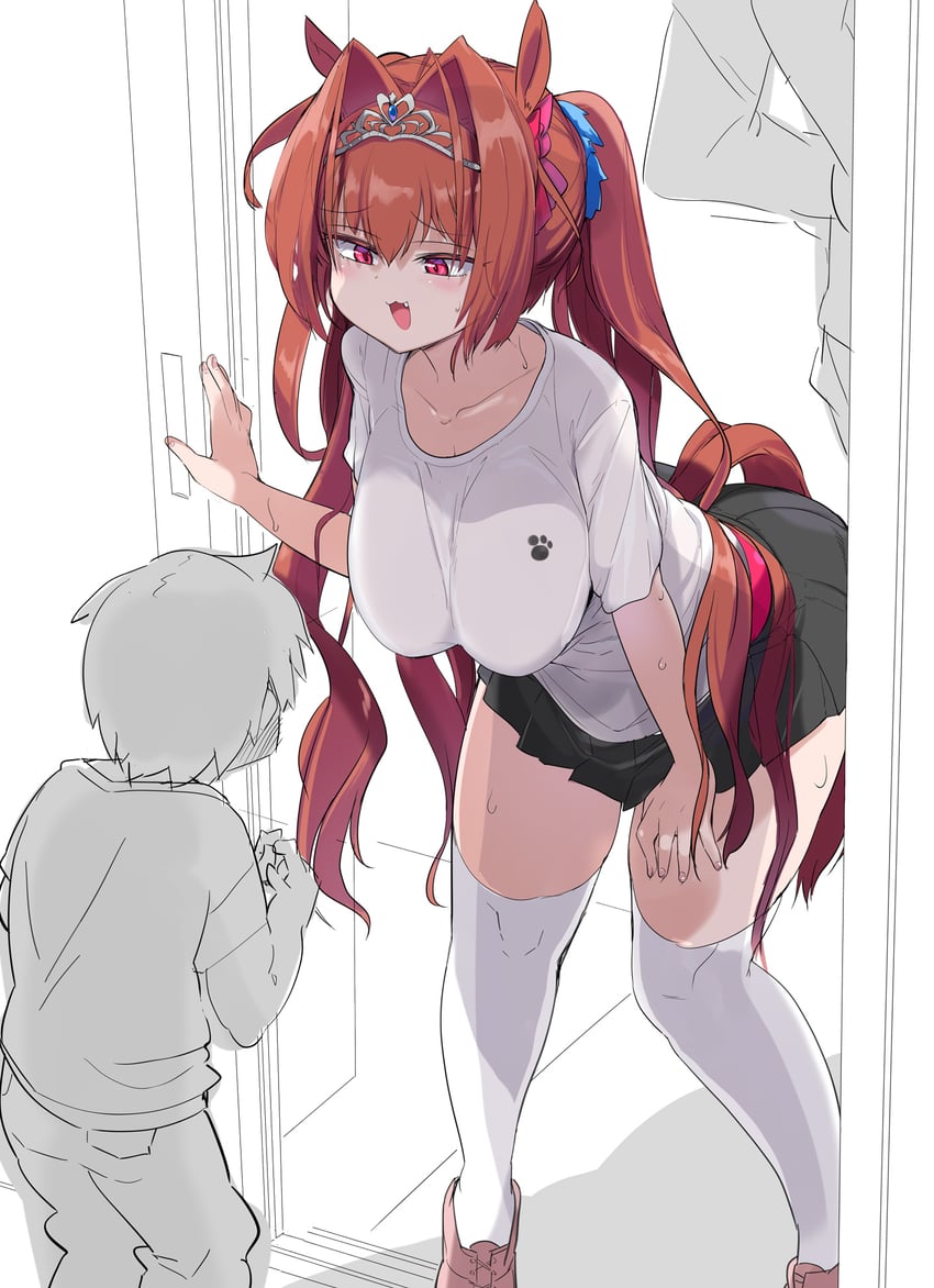 boobs, daiwa scarlet (umamusume), earrings, ntr, pussy juice, sex, sexy, sexy body, thighs, trainer, umamusume, umamusume pretty derby, waifu