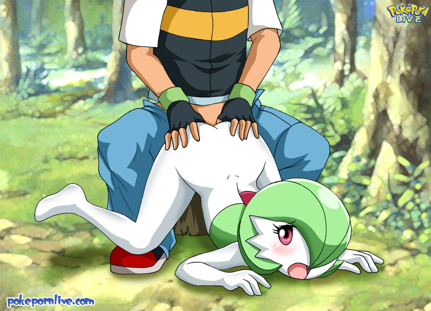 1boy, 1girls, anthro penetrated, ash ketchum, ass, bent over, blush, female, forest, gardevoir, groping ass, groping butt, hand on ass, hand on butt, hands on ass, hands on butt, human on anthro, human penetrating, human penetrating anthro, looking back, looking behind, male, male human/female pokemon, male on anthro, moan, moaning, outdoor sex, outdoors, outdoorsblue sky, palcomix, partial male, pokemon, pokemon (species), pokephilia, pokepornlive, satoshi (pokemon)