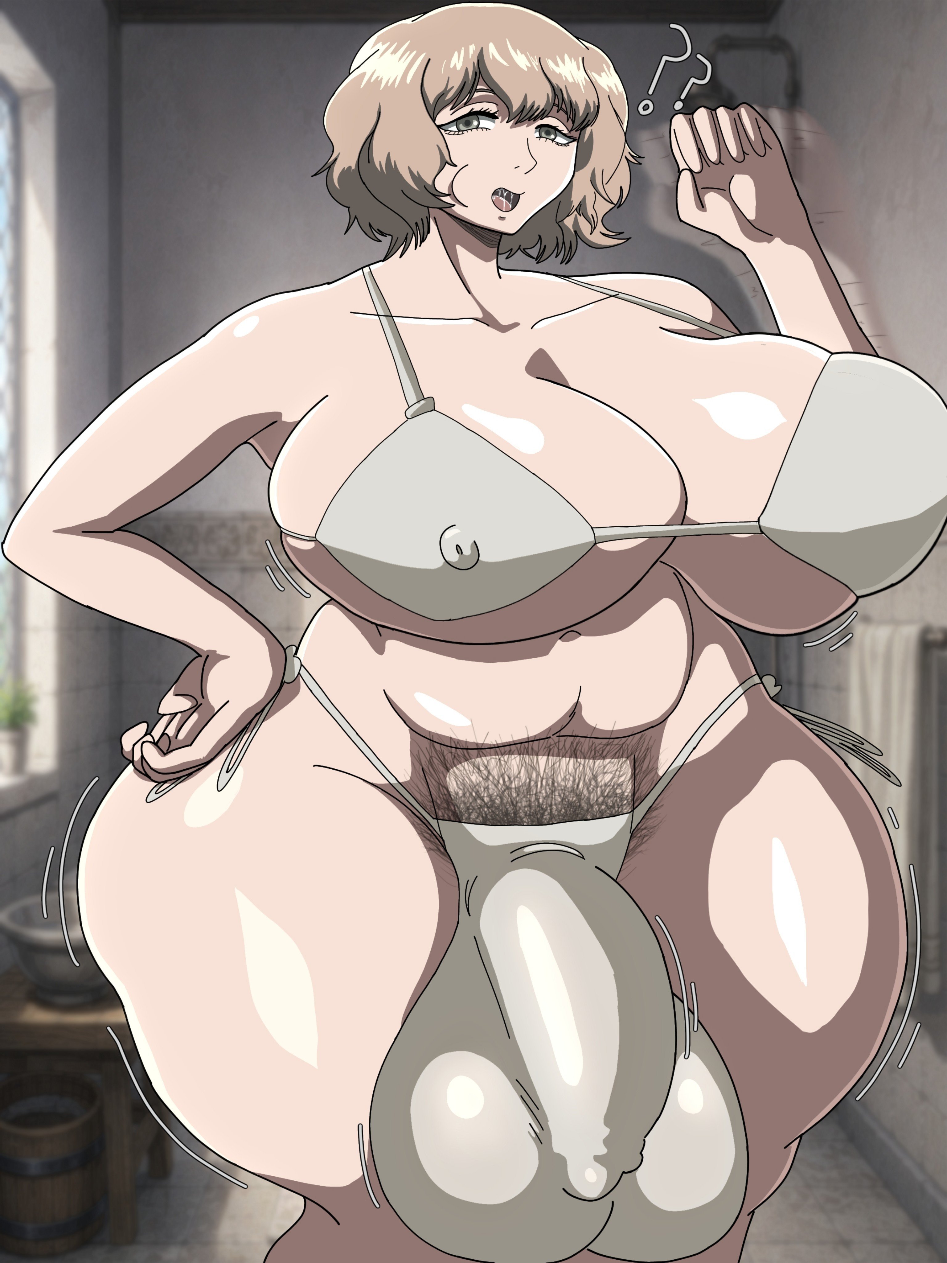 1futa, 2026, 2d, attack on titan, balls, bare shoulders, bathroom, belly, big balls, big breasts, big penis, big thighs, blowjob gesture, boobs, bra, breasts, breasts bigger than head, brenzkadraws, bulge, busty, cleavage, cock, collarbone, color, curvy, dick, dickgirl, digital drawing (artwork), digital media (artwork), eyelashes, flaccid, front view, futa only, futanari, genitals, gesture, grey eyes, grey pupils, gynomorph, hands on hips, hermaphrodite, hi res, high quality, high resolution, highres, hips, hips wider than shoulders, hitch dreyse, huge balls, huge breasts, human, human only, indoors, intersex, large balls, large breasts, large penis, large thighs, light skin, light-skinned futa, looking at viewer, nipple bulge, nipples, open mouth, penis, pubic hair, saliva, shingeki no kyojin, solo, standing, textless, thighs, thighs bigger than head, tits, voluptuous, voluptuous body, voluptuous futa, white sclera, wide hips