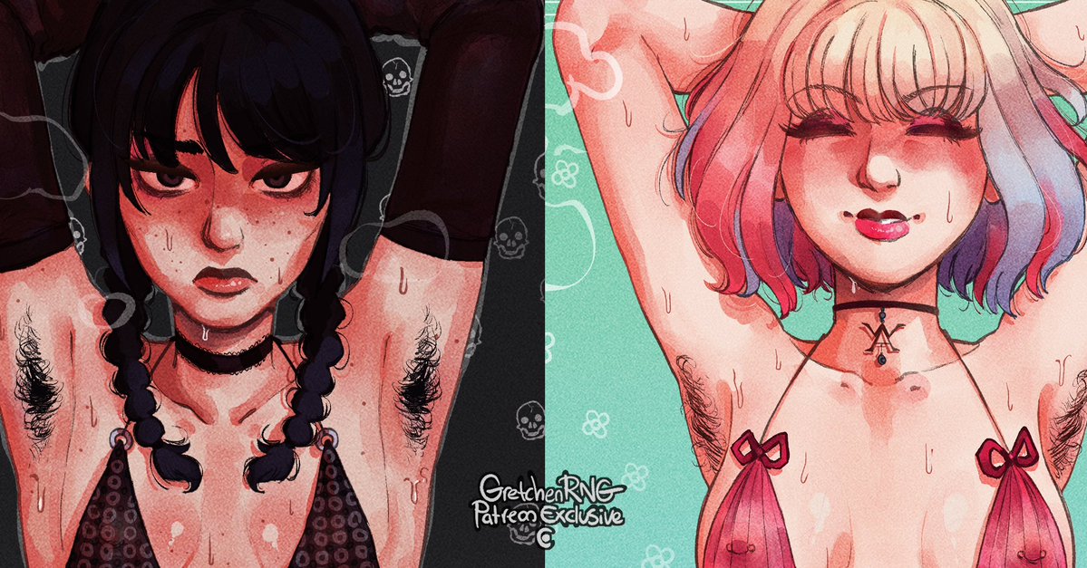 armpit fetish, armpit focus, armpit hair, armpits, bikini, bikini top, enid sinclair, gretchenrng, nipples, nipples visible through clothing, pierced nipples, piercing, piercings, the addams family, wednesday addams