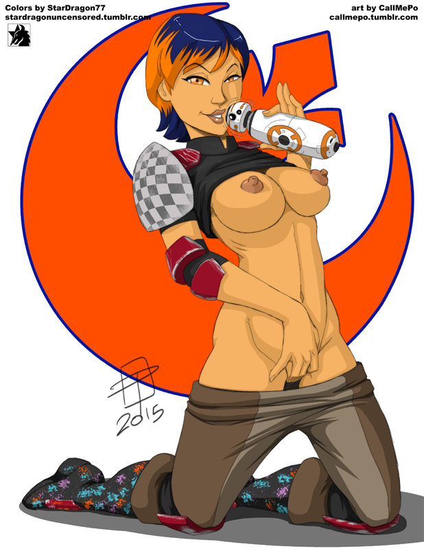 1girls 2015 armor bb-8 big_breasts breasts brown_eyes callmepo cleavage clothing colored_hair curvy eyebrows eyelashes female_focus female_only looking_at_viewer masturbation navel nipples pants pants_down parted_lips sabine_wren sex_toy shirt shirt_lift shirt_up short_hair simple_background smile solo spread_legs standing star_wars star_wars_rebels stardragon77 stomach teeth undressing vibrator watermark