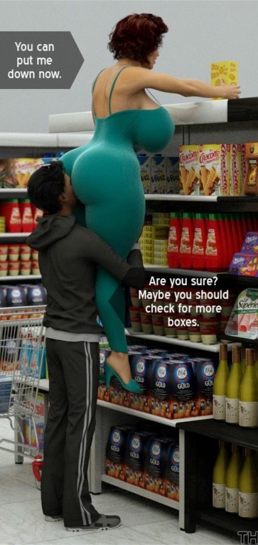 1boy, 1girls, 3d, ass, ass in face, big ass, big breasts, breasts, female, high heels, male, shopping, tagme, thefoxxx, tight clothing