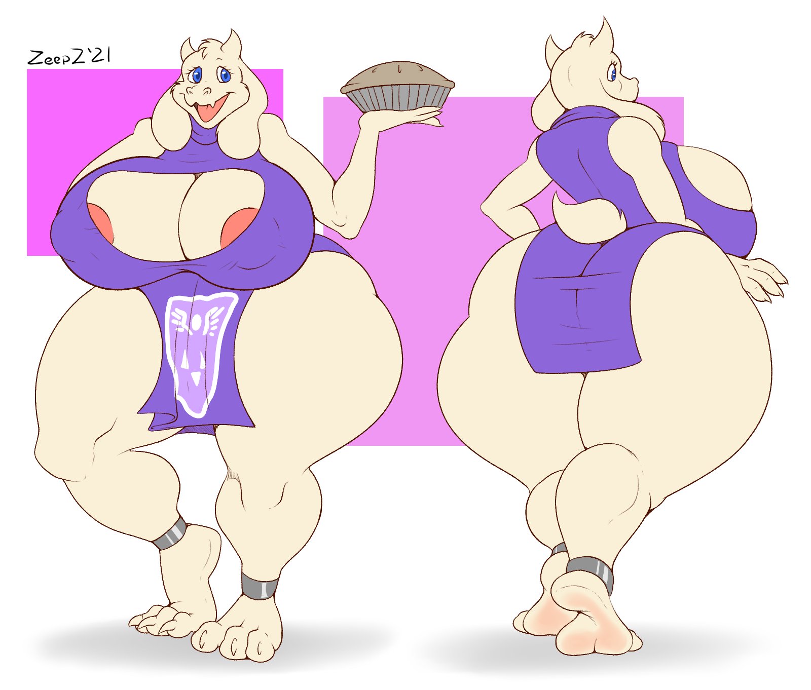 1girls, anthro, ass, big ass, big breasts, breasts, female, female only, foot fetish, thick thighs, toriel, undertale, wide hips, zp92