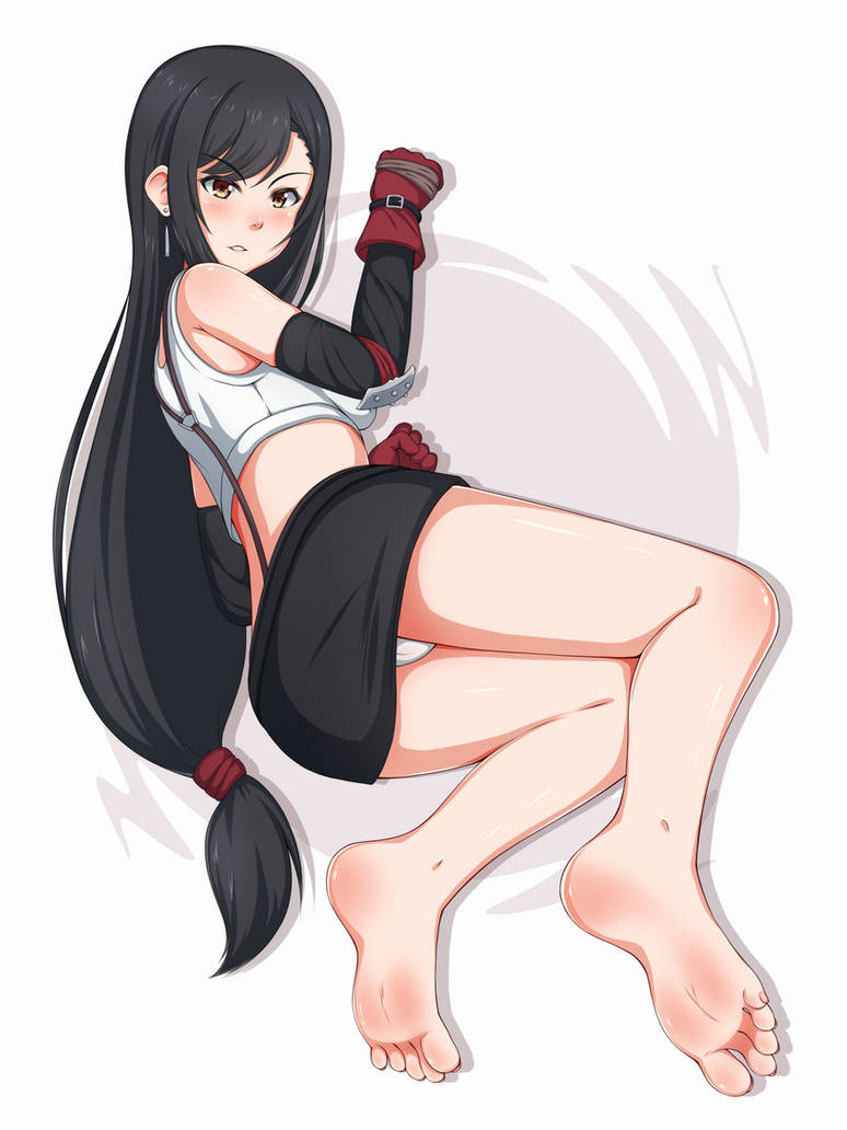 1girls, feet, feet up, female, female only, final fantasy, final fantasy vii, foot fetish, foot focus, foot worship, soles, solo, tifa lockhart, toes, worship