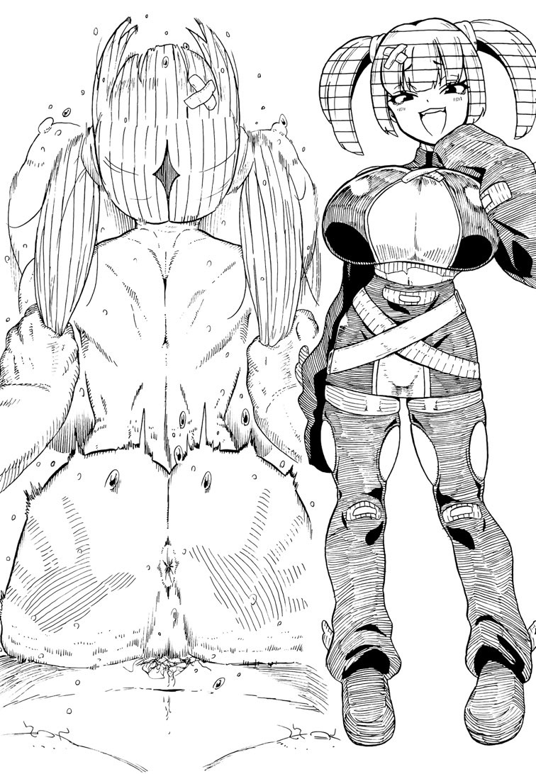 1boy, 1girls, alternate breast size, black and white, coral (pokemon), female, gomiyarout, hokuto (tokuho), huge breasts, male, monochrome, pokemon, pokemon (anime), pokemon horizons, sex, vaginal penetration