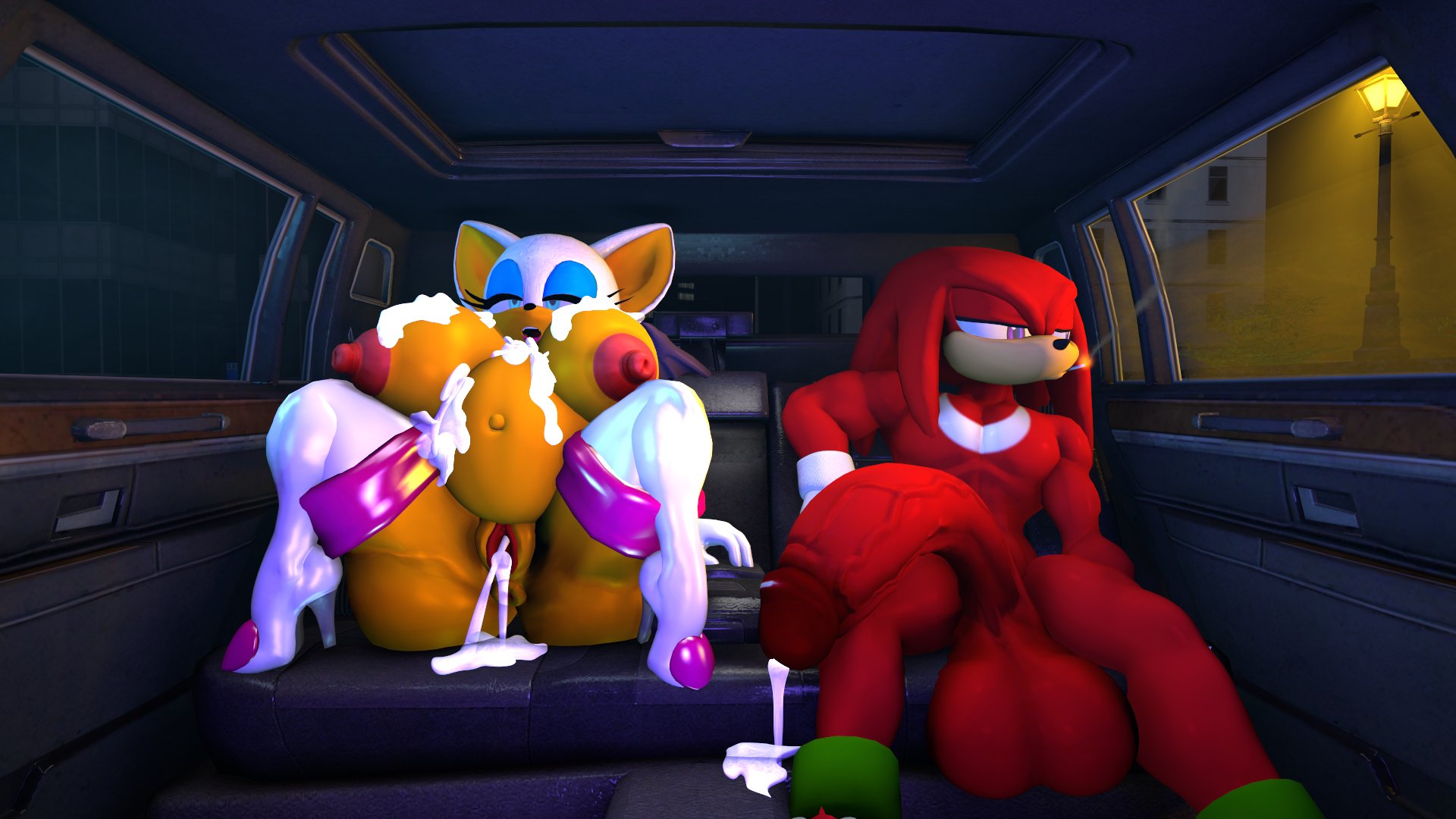 3d, 3d (artwork), 3d model, after sex, anthro, areolae, big breasts, breasts, chiropteran, cum, cum in pussy, cum inside, cum on body, cumflated belly, cumflation, echidna, female, inflation, kabalmystic (style), knuckles the echidna, looking pleasured, male, male/female, mobian, mobian (species), mobian bat, nipples, nude, nude female, penis, pussy, rocketspuff, rouge the bat, sega, sonic (series), sonic adventure 2, sonic the hedgehog (series)