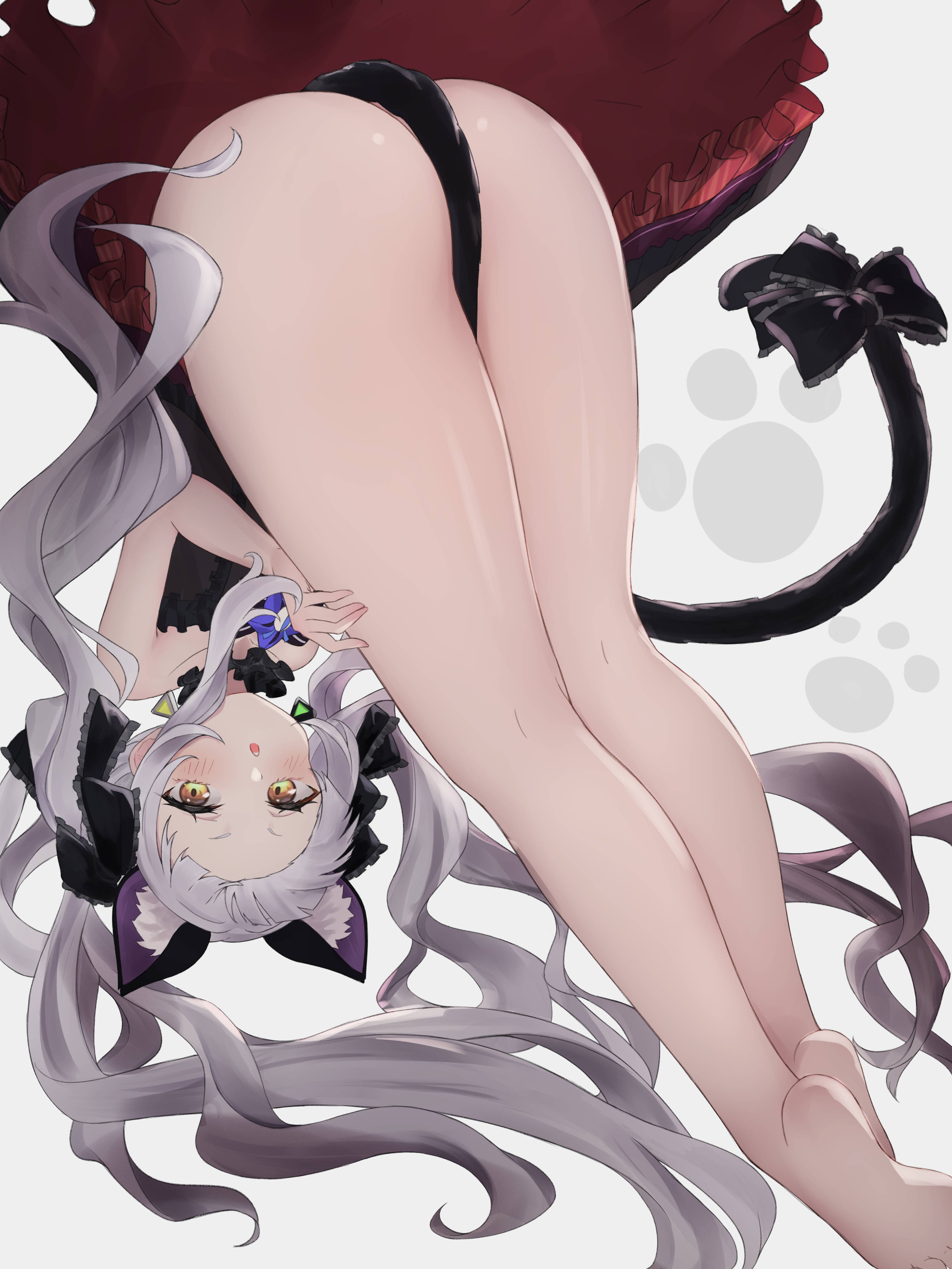 ass, cat tail, hghgure, higashigure, hololive, hololive gen 2, hololive japan, murasaki shion, skirt, virtual youtuber, witch