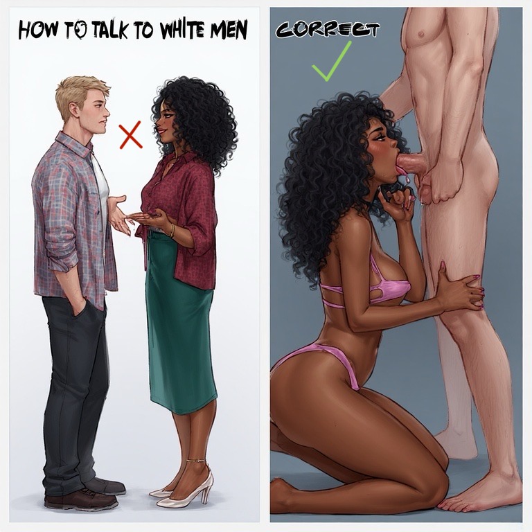 ai assisted, ai generated, black hair, blowjob, bra, breasts, brown skin, caption, casual, curly hair, curvy, dark skin, dark-skinned female, facefuck, fellatio, female, functionally nude, light skin, light-skinned male, male, meme, mindless, obedient, oral, partially clothed, petite, public, raceplay, round ass, sex, side view, sideboob, stripping, submissive, tagme, text, underwear