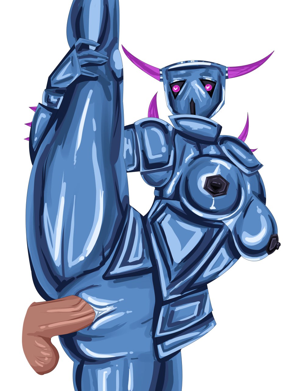 armor, armored female, big ass, big breasts, brawlfapagressor, breasts, clash (series), clash of clans, clash royale, female, leg grab, leg up, metallic body, pekka (clash of clans), pekka (clash royale), standing on one leg, standing sex, standing split, thick thighs