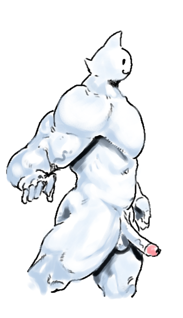 cat_humanoid erection feline fortnite funnycultist_(artist) furry male_focus male_only meowscles meowscles_(fortnite) muscles muscular_male naked solo white_fur