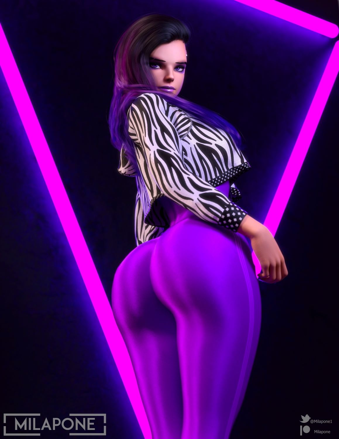 3d, ass, big ass, female, leggings, milapone, overwatch, sombra