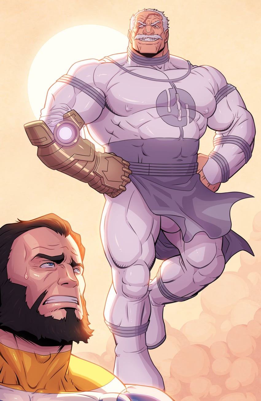 anissa where have you been, bara, bara tits, beard, blue eyes, chesiresu, conquest (invincible), daddy, dilf, gay, gilf, invincible, invincible 110, male, male only, meme, muscular, muscular male, old male, older male, raped, smiling, the immortal, viltrumite, white hair