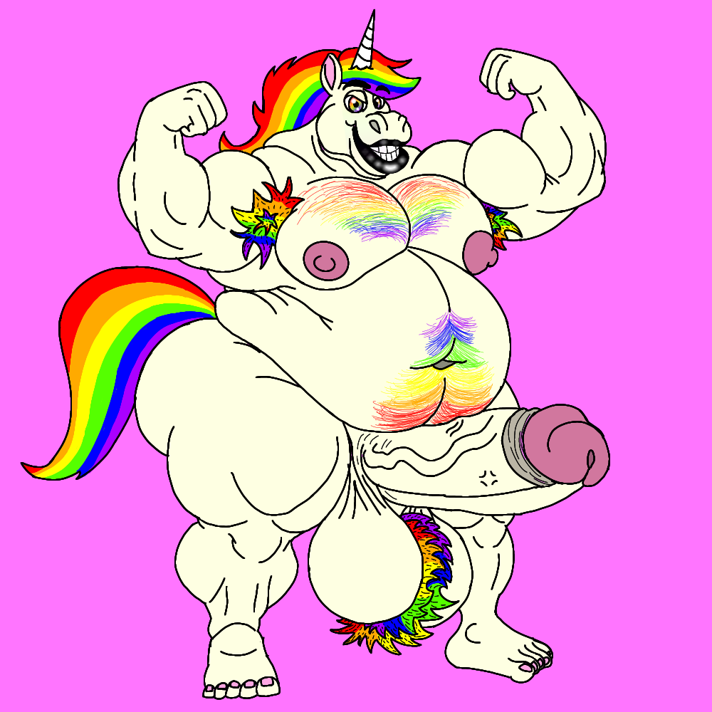 balls barazoku belly bellyhair big_balls big_penis chesthair equid equine genitals hairy horn huge_balls huge_cock huge_thighs hyper hyper_balls hyper_genitalia hyper_penis hyper_thighs lgbt_pride lips male mammal muscular mythological_creature mythological_equine mythology overweight penis pride_colors pubes solo_male thick_lips thick_thighs unicorn