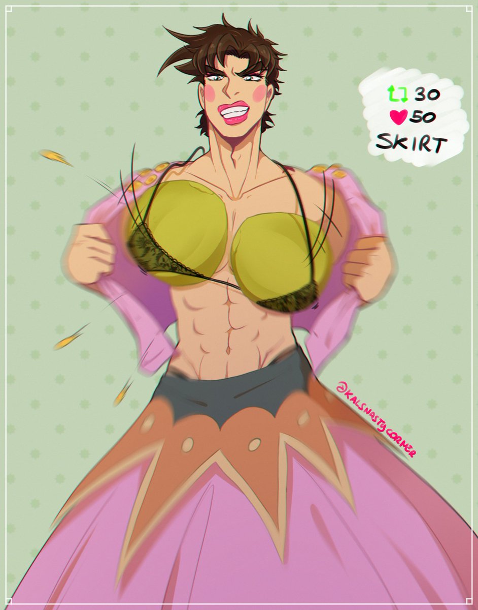 1boy battle_tendency canon_crossdressing crossdressing fake_breasts jojo's_bizarre_adventure joseph_joestar kalsnastycorner male male_only manly_crossdresser solo tequila_joseph