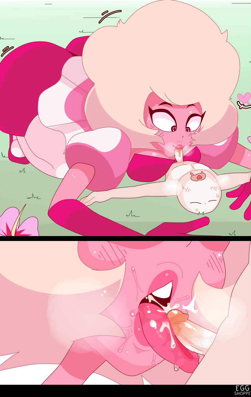 1boy 1girls blowjob cartoon_network cum cum_in_mouth cumshot cumshot_in_mouth diamond_authority eggshoppe fellatio gem_(species) genitals larger_female licking_penis oversized_fellatio oversized_oral penis penis_on_tongue pink_body pink_diamond_(steven_universe) pink_eyes pink_lipstick portable_popsicle size_difference steven_universe sucking_penis tongue tongue_out