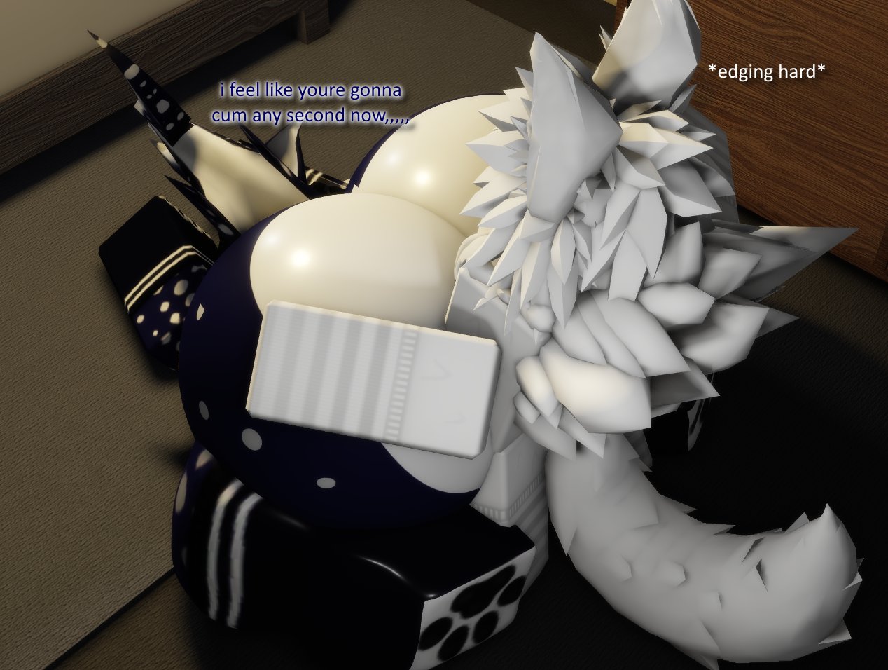 2boys, 3d, ass, big ass, doggy style, english text, femboy, femboy on femboy, furry, gay, huge ass, luvia (mermio), male, male on femboy, male on male, male only, massive ass, massive butt, mermio, pounding ass, roblox, robloxian, shark tail, tagme, text