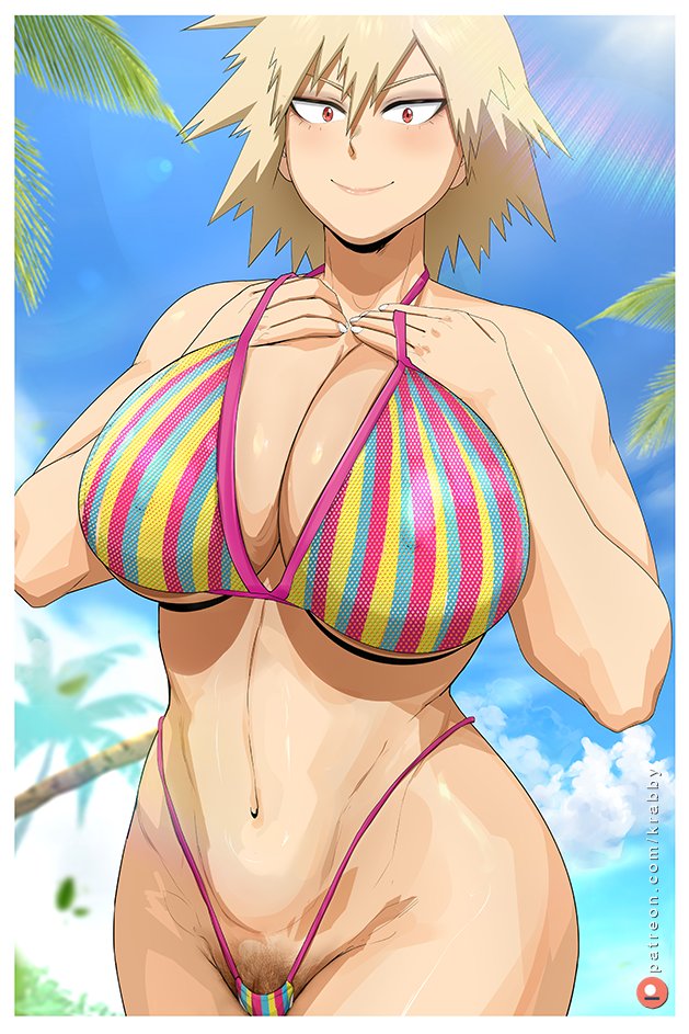 1girls, big breasts, bikini, breasts, female, female only, krabby (artist), large breasts, mature, mature female, milf, mitsuki bakugou, my hero academia, pubic hair, shounen jump, voluptuous