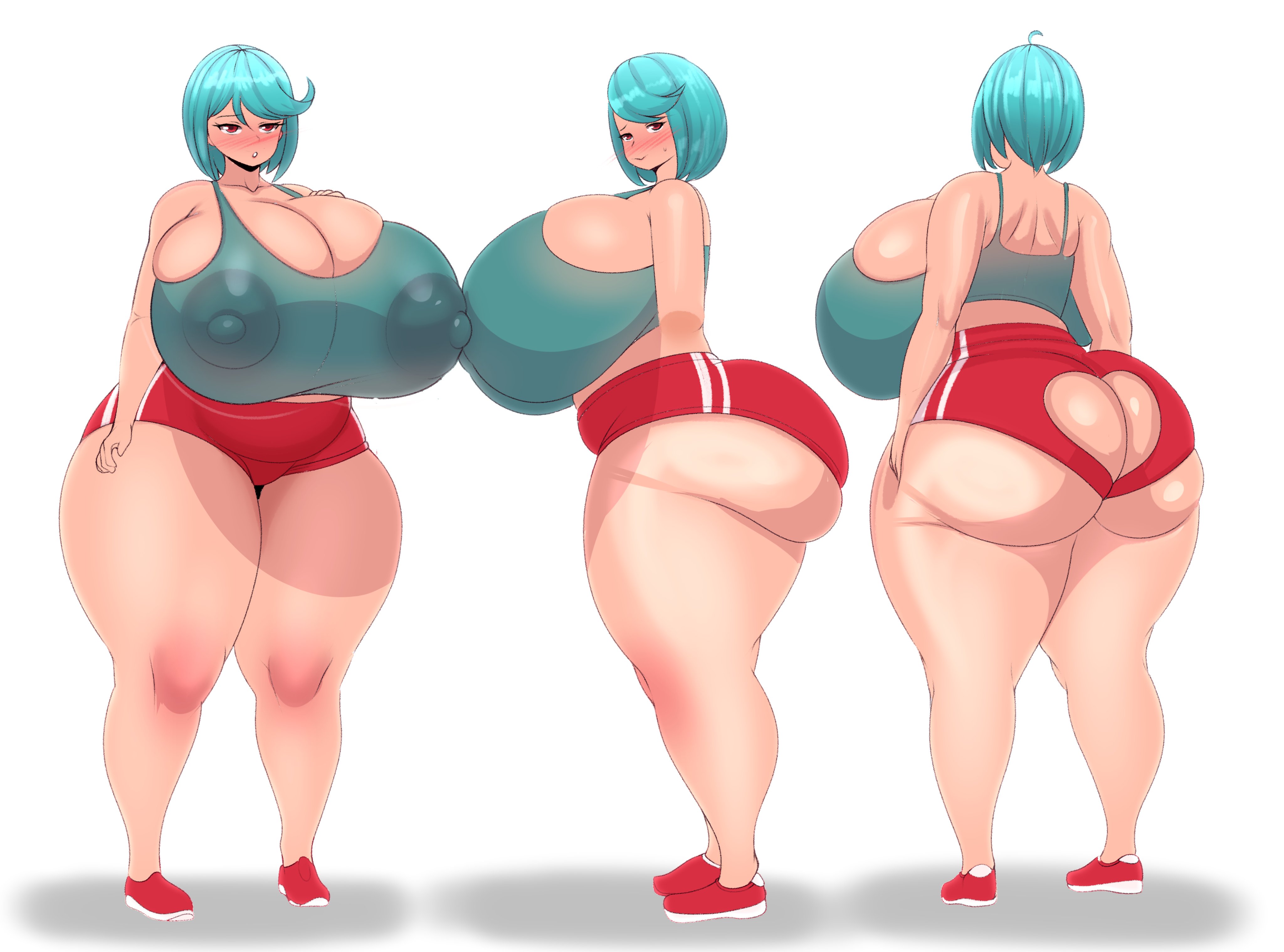 1girls, absurdres, ass, ass cleavage, ass crack, breasts, butt crack, cleavage, female, female only, fladdy, fladdykin, front and back, highres, huge ass, huge breasts, solo, thick thighs, wide hips
