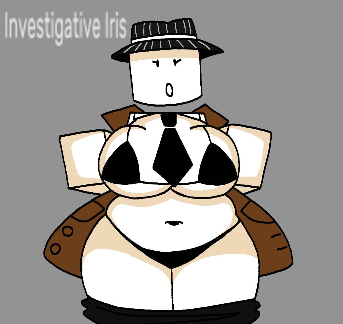1girl 1girls 2d 2d_(artwork) 2d_artwork :o belly big_breasts bikini black_bikini blocky_body boobs bra breasts breasts_out character_name chubby chubby_female coat exposed eyelashes fedora female female_only ferman forsaken_(roblox) hat investigative_iris open_coat panties pants_down roblox roblox_game robloxian solo source_request stomach surprised surprised_expression thick_thighs thighs women