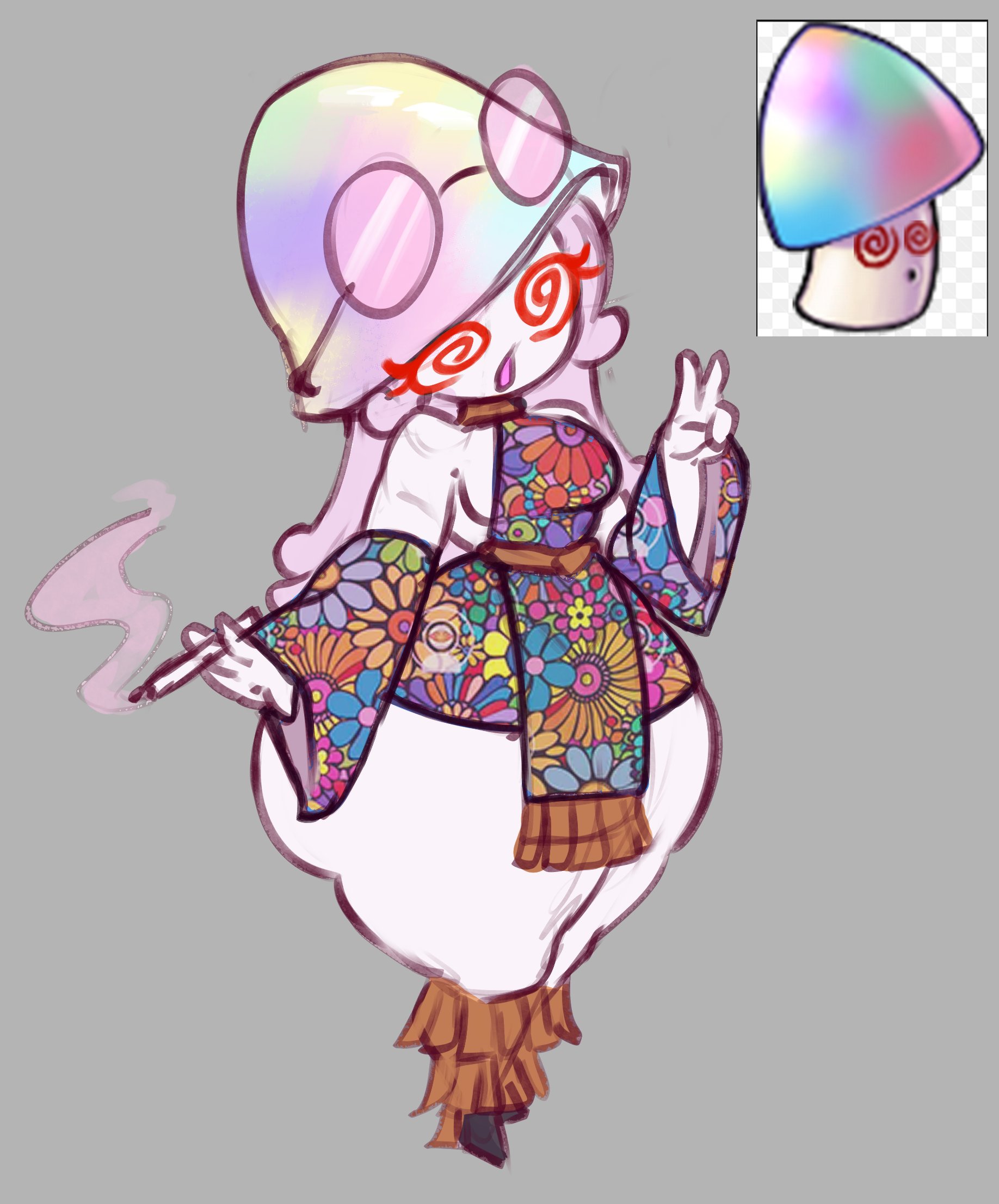 anthro, anthrofied, ass, drugs, electronic arts, eljarochofeliz, female, female only, flora fauna, hippie, hypno-shroom (pvz), hypnotic eyes, mechanic, mushroom, mushroom humanoid, plant, plant humanoid, plantie, plants vs zombies, plants vs. zombies, popcap games, video game character, video games