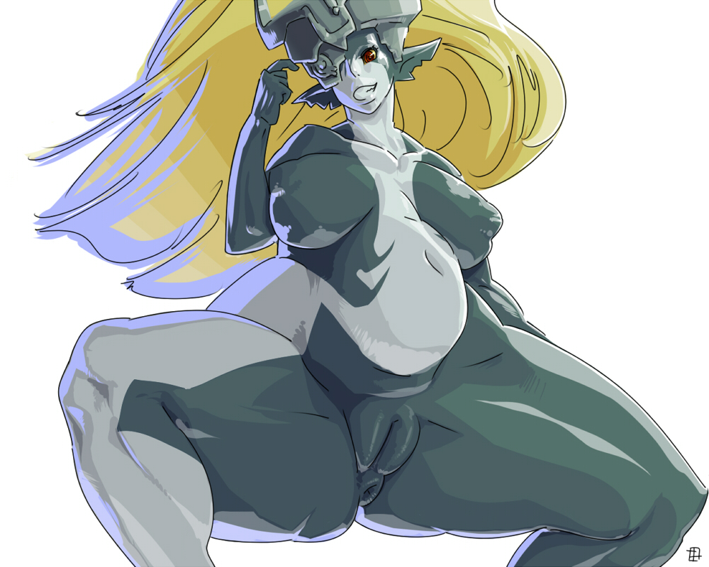 1girls anus ass bbw blonde_hair breasts curvy fat_mons female green_skin grin helmet hips imp imp_midna large_breasts long_hair midna monster_girl nintendo nude obese_female okiyo plump pointy_ears pregnant pussy red_eyes simple_background solo the_legend_of_zelda thick_thighs thighs twilight_princess uncensored wide_hips