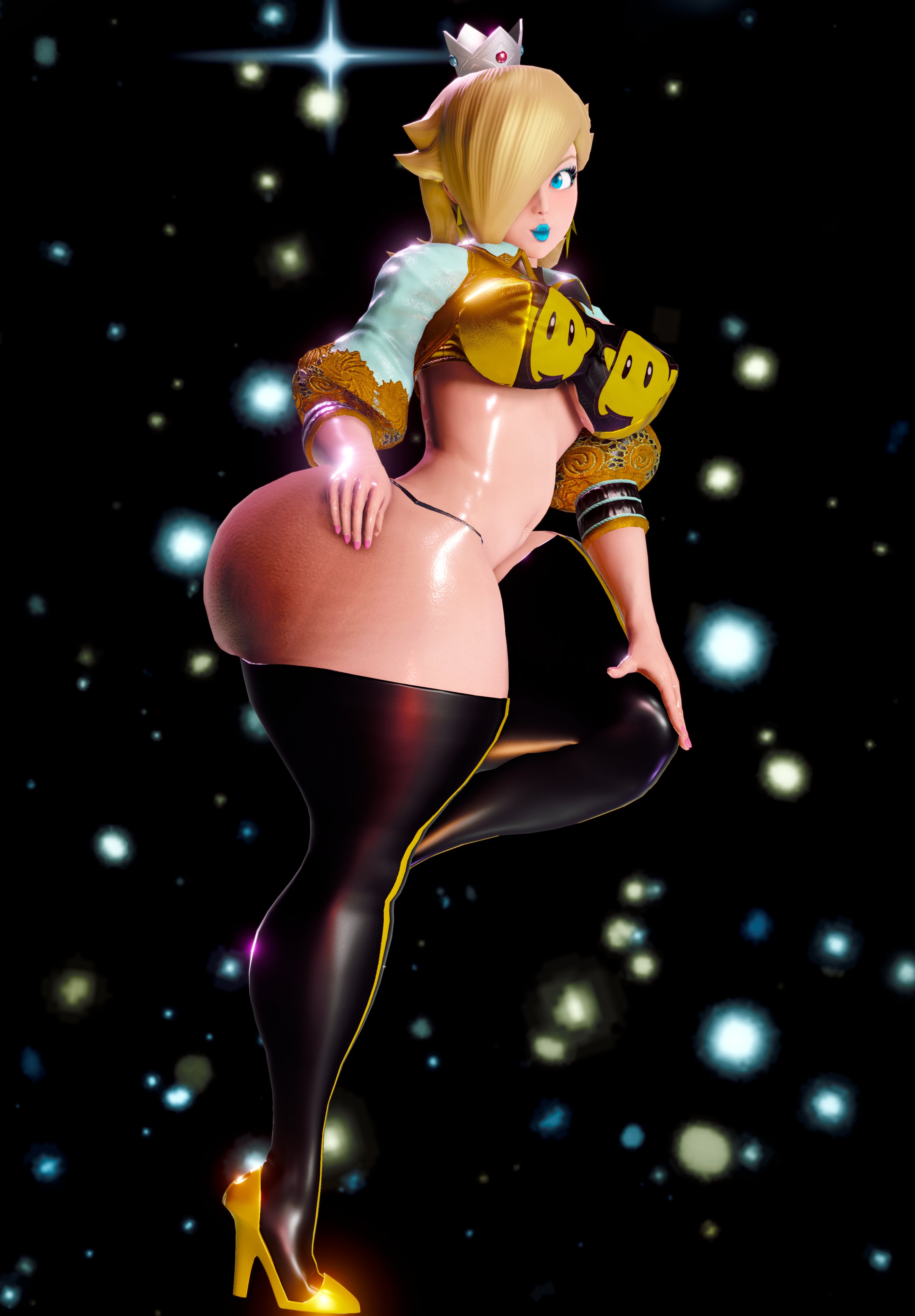1girls, 3d, absurd res, alternate breast size, ass, big ass, big breasts, big butt, bimbo, blonde hair, blue eyes, bottom heavy, breasts, bubble ass, bubble butt, fat ass, fat butt, female, female only, huge ass, huge butt, large ass, large breasts, large butt, lips, lipstick, looking at viewer, makeup, mario (series), nintendo, prevence, princess rosalina, smile, solo, standing, super mario galaxy, thick ass, thick thighs, thighhighs, wide hips