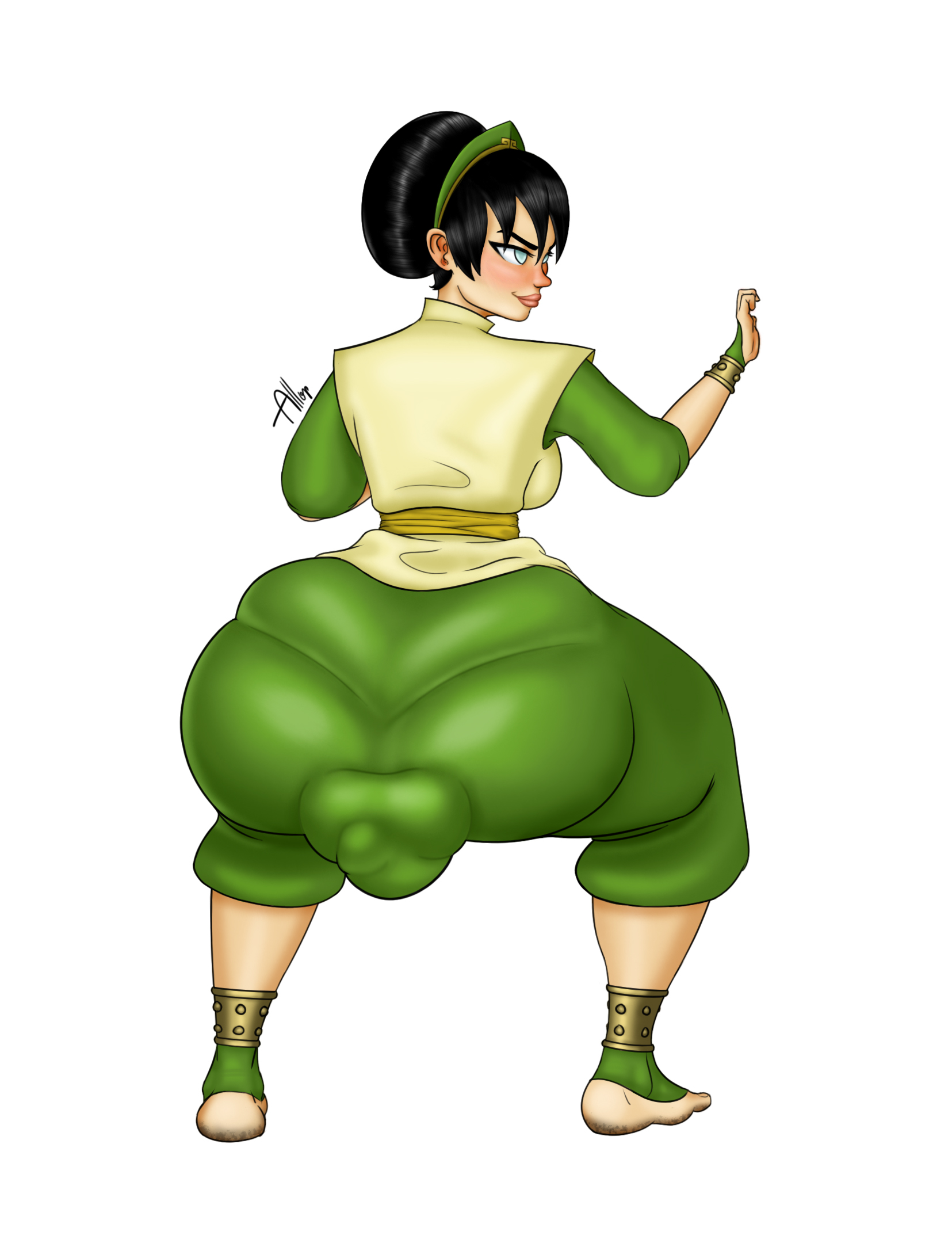 1futa, aged up, allop, anklewear, ass, ass focus, avatar the last airbender, backsack, balls, ballsack, big ass, big balls, big butt, big penis, blind, breasts, bulge, clothed, clothing, cock-tail, dark hair, feet, fighting stance, full body, fully clothed, futa only, futanari, headwear, huge ass, huge balls, huge butt, human, intersex, light skin, pale skin, pantylines, penis, pinup, presenting hindquarters, solo, squat, squatting, thick ass, toph bei fong, white background, wristwear