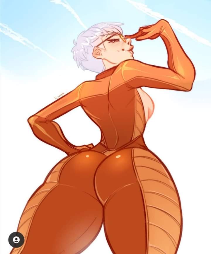 2d, adjusting eyewear, adjusting glasses, apex legends, ass, breasts, brown-tinted eyewear, exposed breasts, female, glasses, human, ilewdha, looking back, looking down, orange-tinted eyewear, sideboob, skin tight, smirk, smug, solo, sunglasses, tinted eyewear, valkyrie (apex legends), white hair