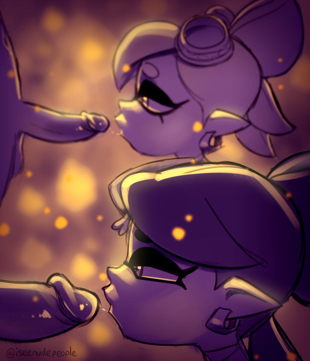 2018, 2boys, 2girls, alternate version available, black hair, callie (splatoon), earrings, fellatio, female, inkling, iseenudepeople, male, marie (splatoon), nintendo, no eyewear, oral, pointy ears, saliva trail, splatoon, squid sisters, tentacle hair, white hair, yellow eyes