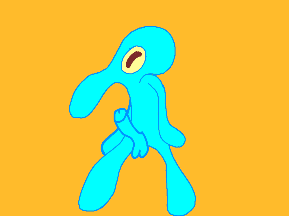 abstract anthro art balls big_penis blue_body blue_skin bold_and_brash brown_eyes cephalopod coleoid decapodiform erection featureless_arms featureless_chest featureless_feet featureless_hands featureless_legs featureless_limbs genital imposing large_head large_nose male male_only marine meme mollusk nickelodeon nude penis simple_background smooth_skin solo solo_focus spongebob_squarepants squidward_tentacles standing tentacle