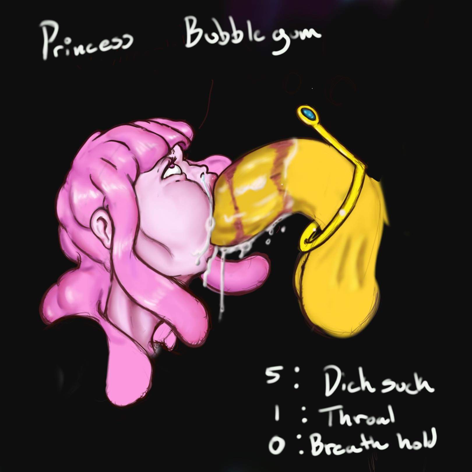 1boy 1girls adventure_time blowjob cheek_bulge deepthroat deepthroat_mark earl_lemongrab fellatio forced_oral gag gagging huge_cock lemongrab lipstick_mark lipstick_on_penis madjester oral pink_hair pink_skin princess_bubblegum stats throat_bulge unseen_male_face