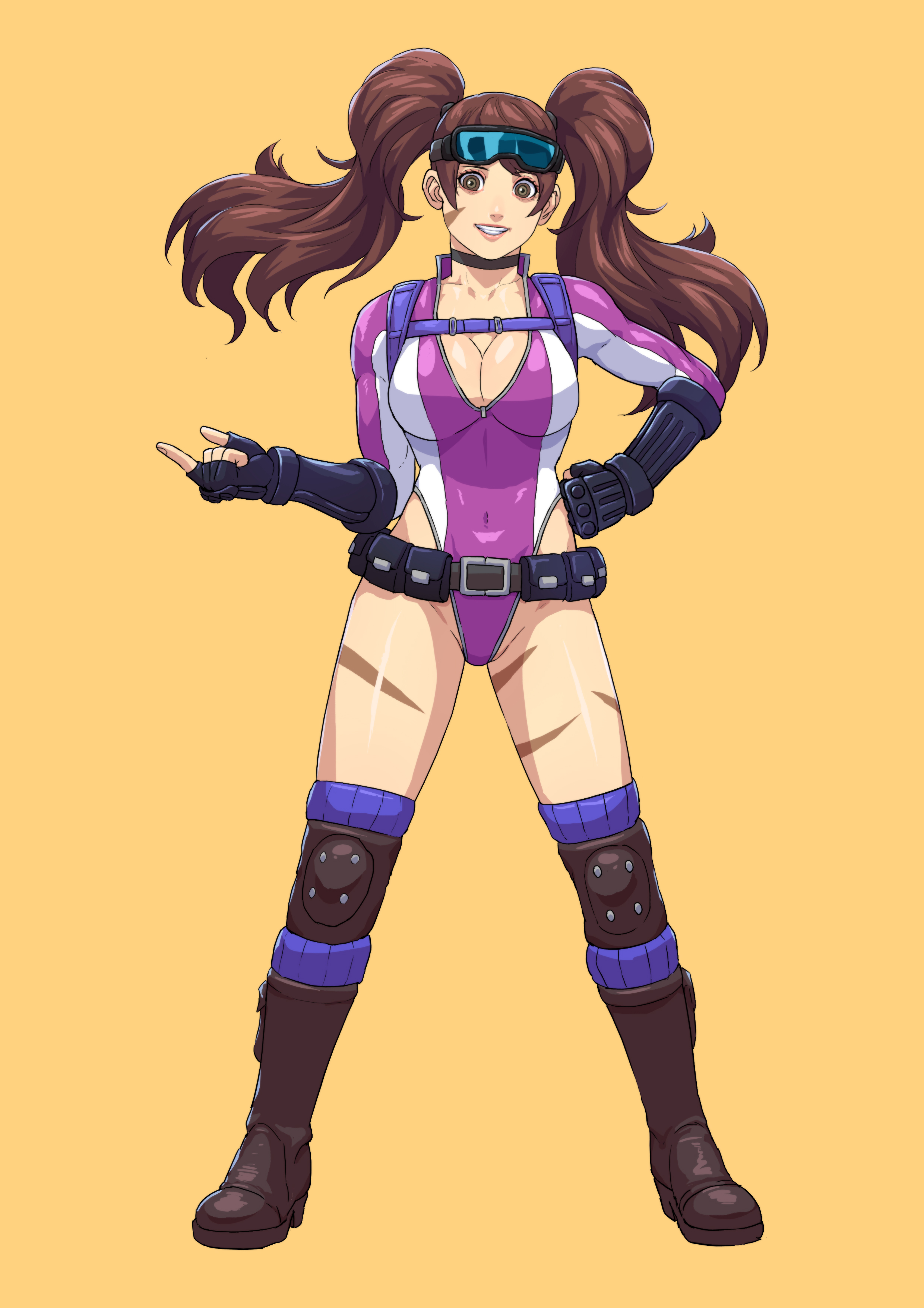 1girls, alternate breast size, big breasts, bodysuit, breasts, cammy white (cosplay), cirenk, cleavage, cosplay, costume, female, female focus, female only, kujikawa rise, persona, persona 4, shin megami tensei, skintight, skintight bodysuit, street fighter, thighs