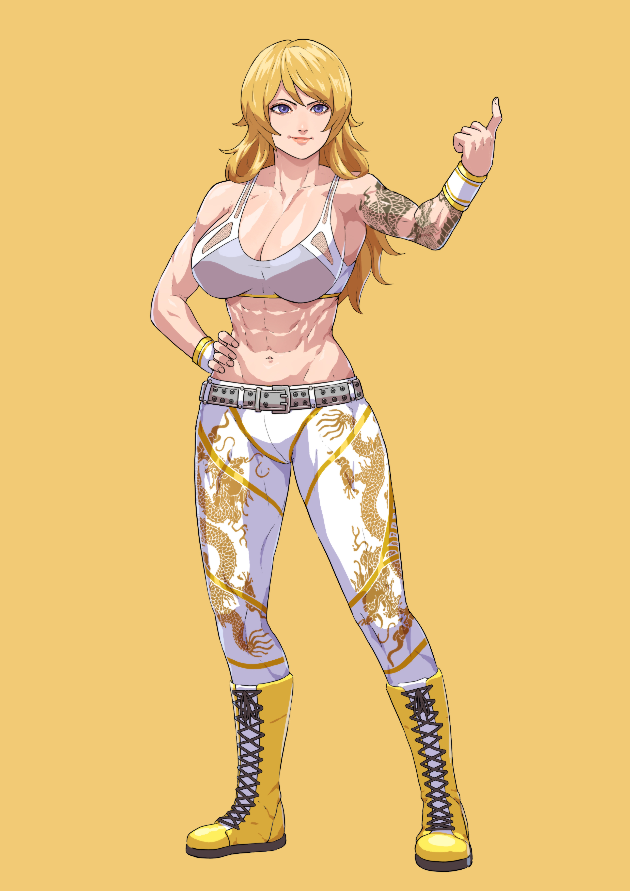 1girls, abs, big breasts, blonde hair, breasts, cirenk, cleavage, female, fit, fit female, original character, toned, toned female