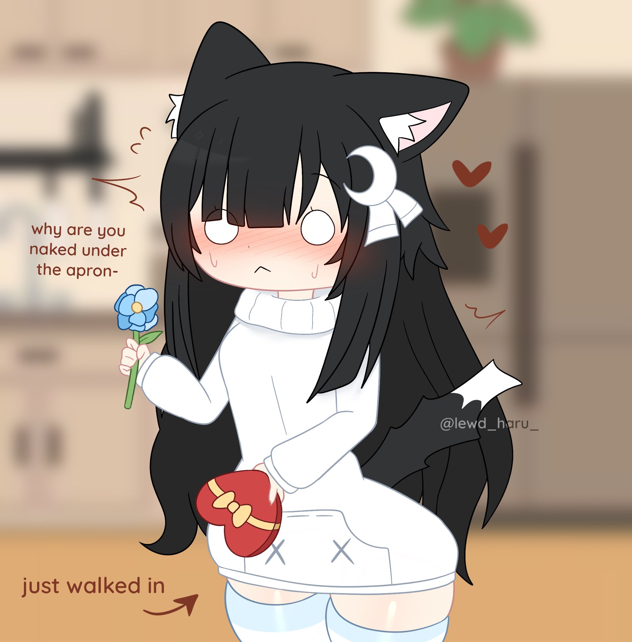 cat ears, cat tail, gacha, gacha club, gacha life, lewd haru (artist), thighhighs