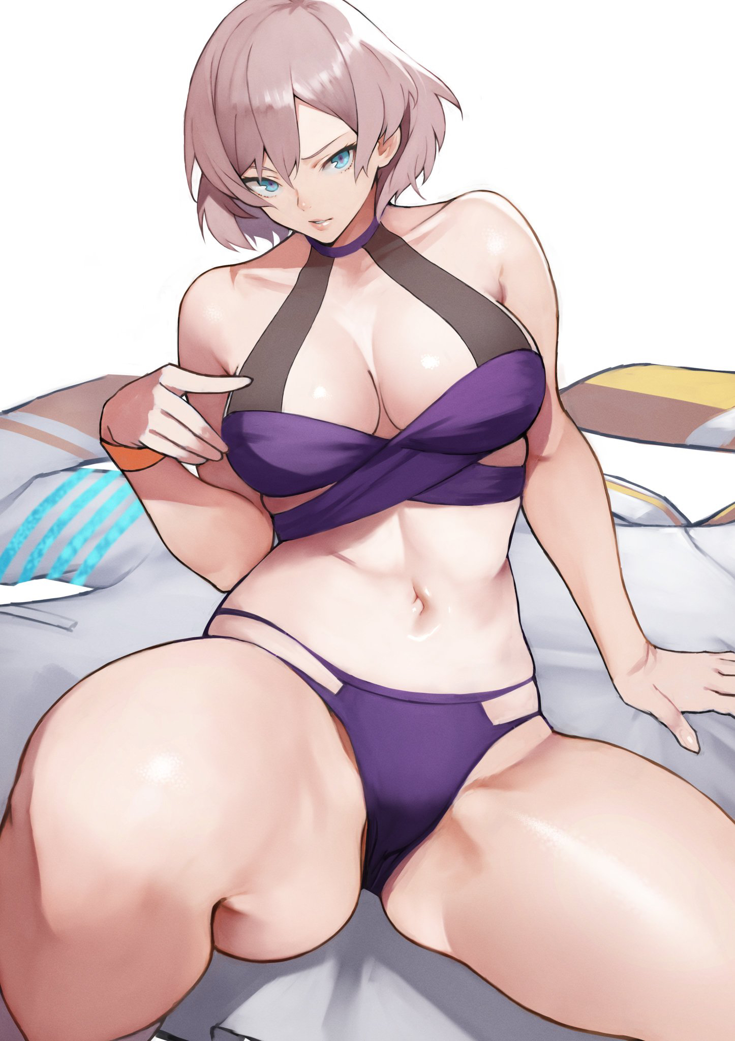 1girls, big breasts, blue eyes, breasts, female, female focus, female only, mature, mature female, mujina, short hair, solo female, ssss.dynazenon, tagme, thick thighs, yoshi55level