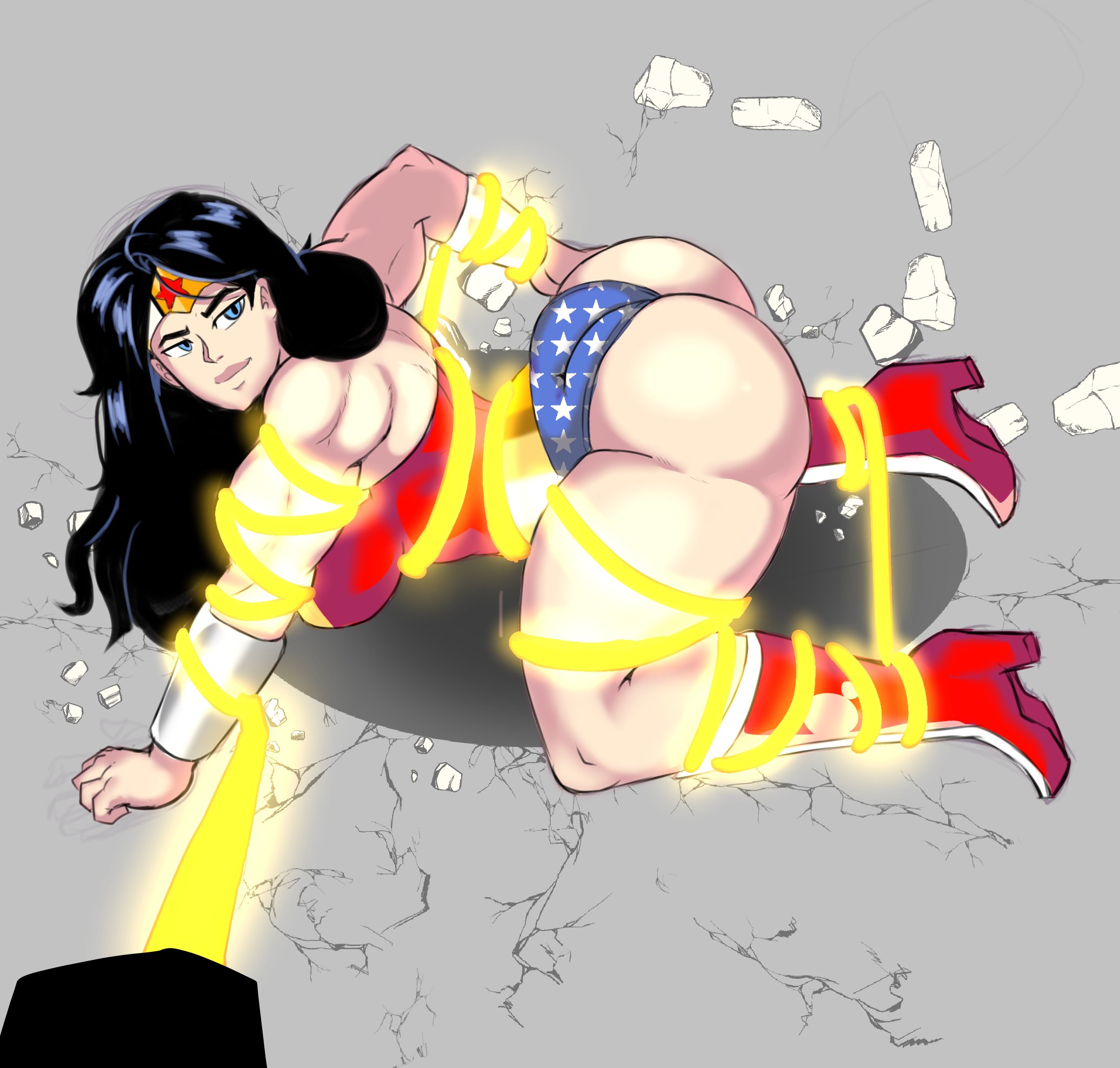 1girls, amazon, ass, big ass, dc, dc comics, diana prince, female, femsub, huge ass, lasso of truth, leotard, solo, tied, tied hands, tied up, wonder woman, wonder woman (series)