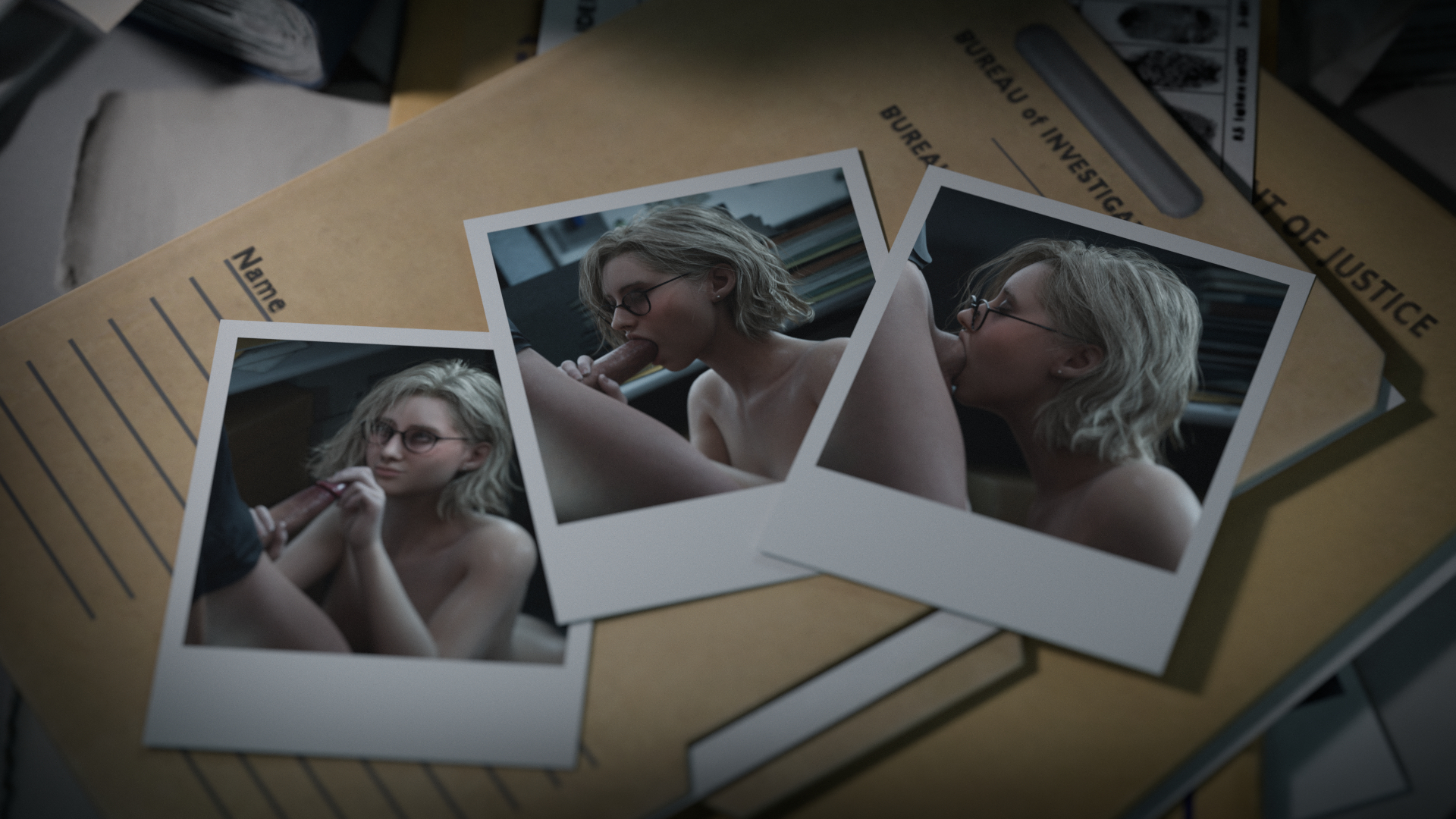 3d, blonde hair, blowjob, fellatio, female, female focus, grace ashcroft, grace ashcroft (julia pratt), leon scott kennedy, leon scott kennedy (eduard badaluta), male, penis, photo (object), polaroid, qiousfm, resident evil, resident evil 9: requiem, sex, tagme