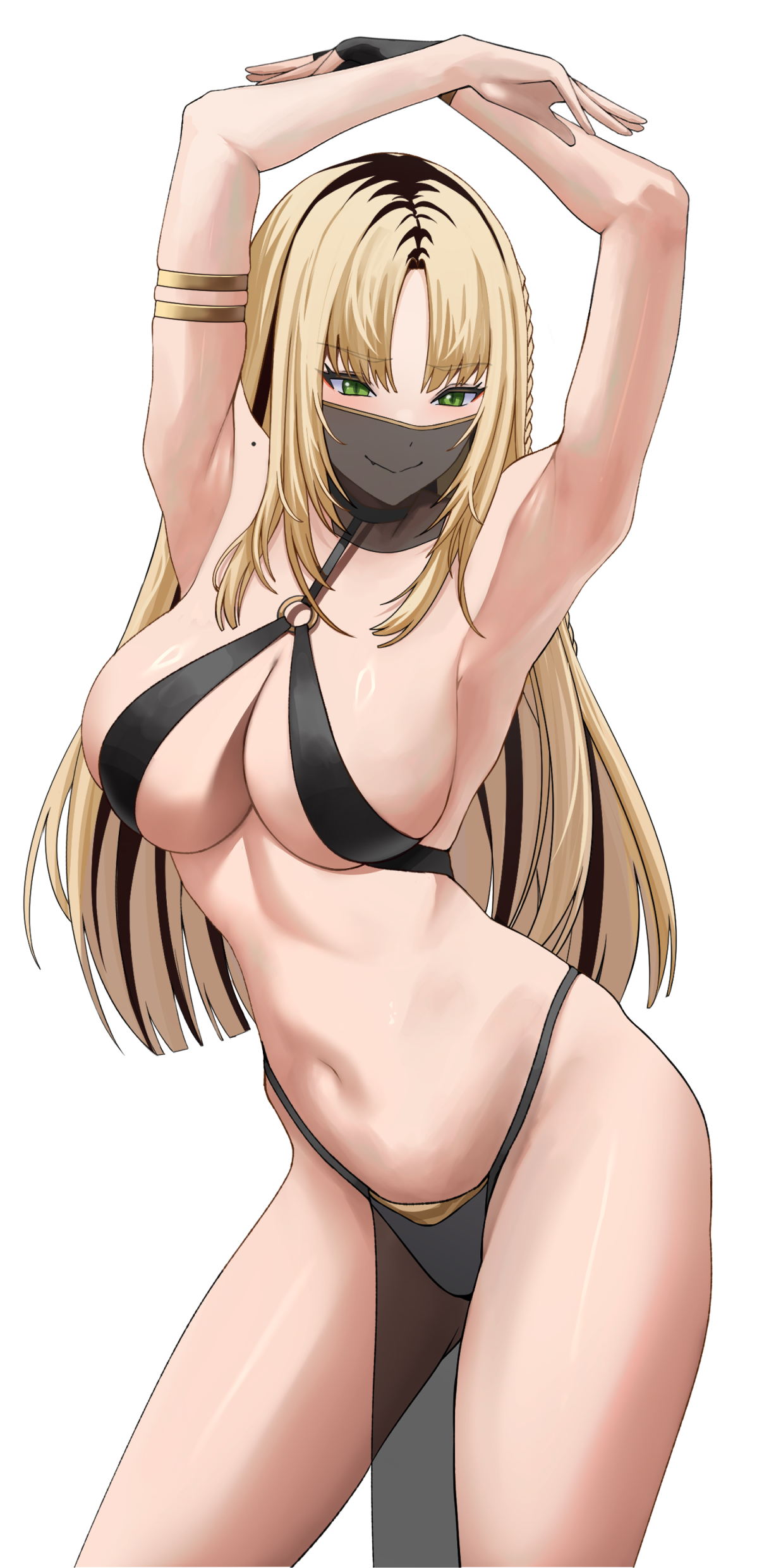 1girls, arms up, blonde hair, dancer outfit, flowglow, hololive, hololive dev is, hololive flow glow, hololive japan, koganei niko, large breasts, long hair, si farid, virtual youtuber