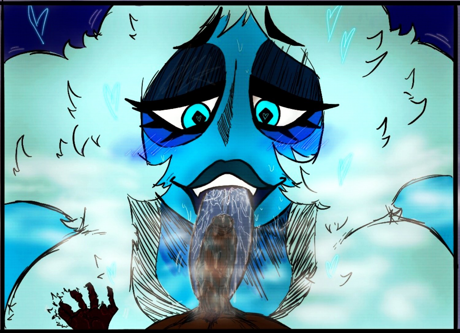 blowjob, blue diamond (steven universe), dark-skinned male, fellatio, giantess, hyua sazo, oversized fellatio, oversized oral, penis on tongue, size difference, steven universe