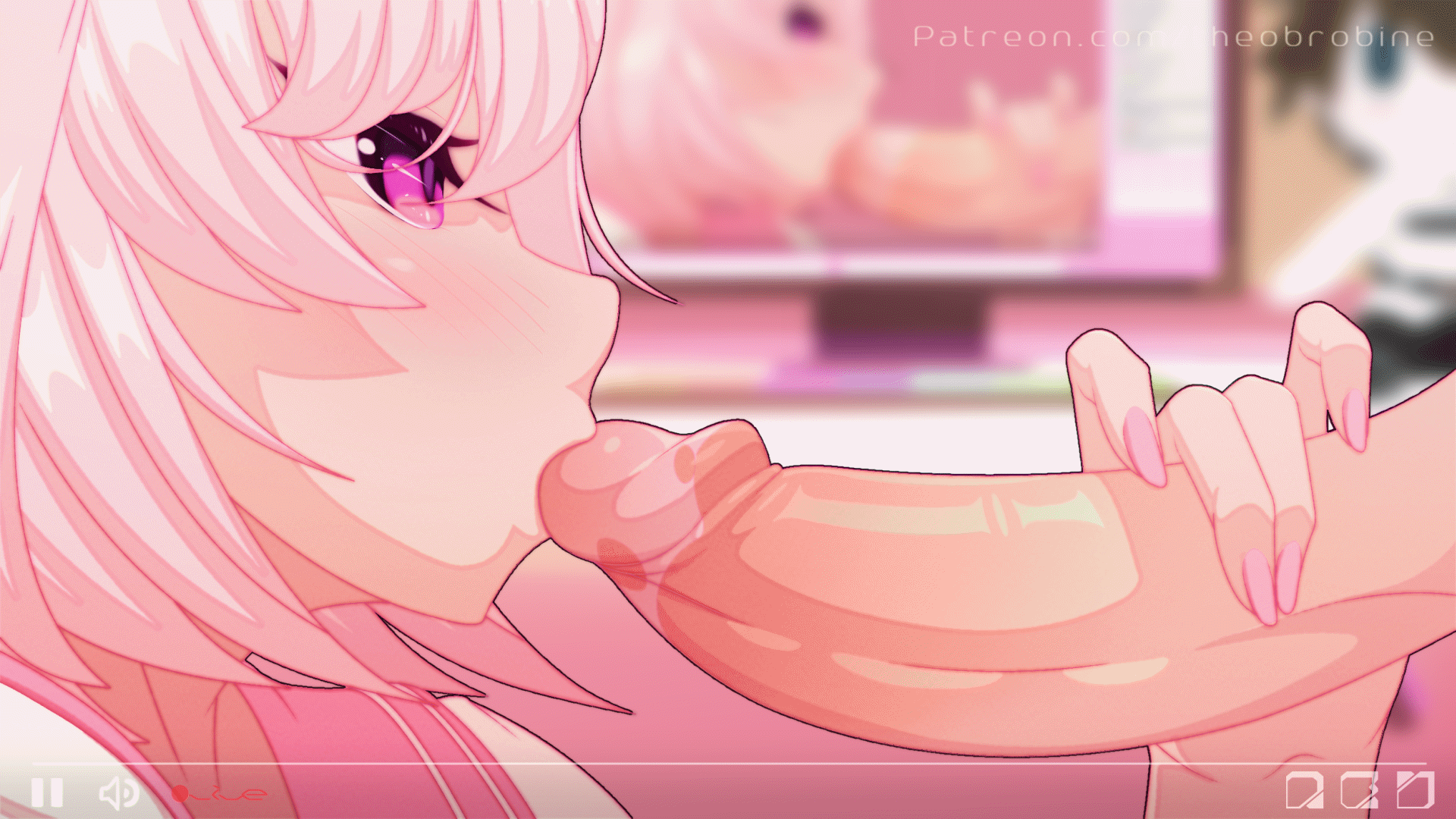2boys, animated, astolfo (fate), blowjob, blush, cum, cum in mouth, fate (series), fellatio, femboy, gay, girly, holding penis, human, human only, male, male only, male with painted nails, oral, painted nails, penis, pink eyes, pink hair, theobrobine, trap, wet penis, yaoi