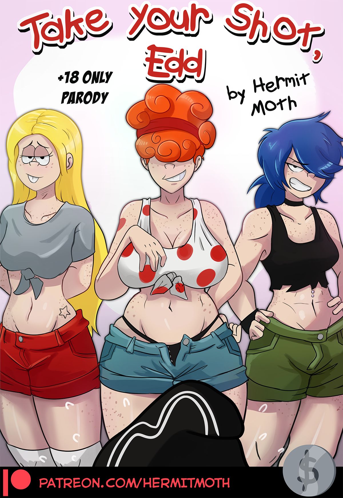 1boy 3girls aged_up ass blonde_hair blue_hair busty cartoon_network comic cover_page double_d ed_edd_n_eddy english_text female female_only freckles half-closed_eyes hermitmoth hourglass_figure kanker_sisters lee_kanker marie_kanker may_kanker text voluptuous wide_hips