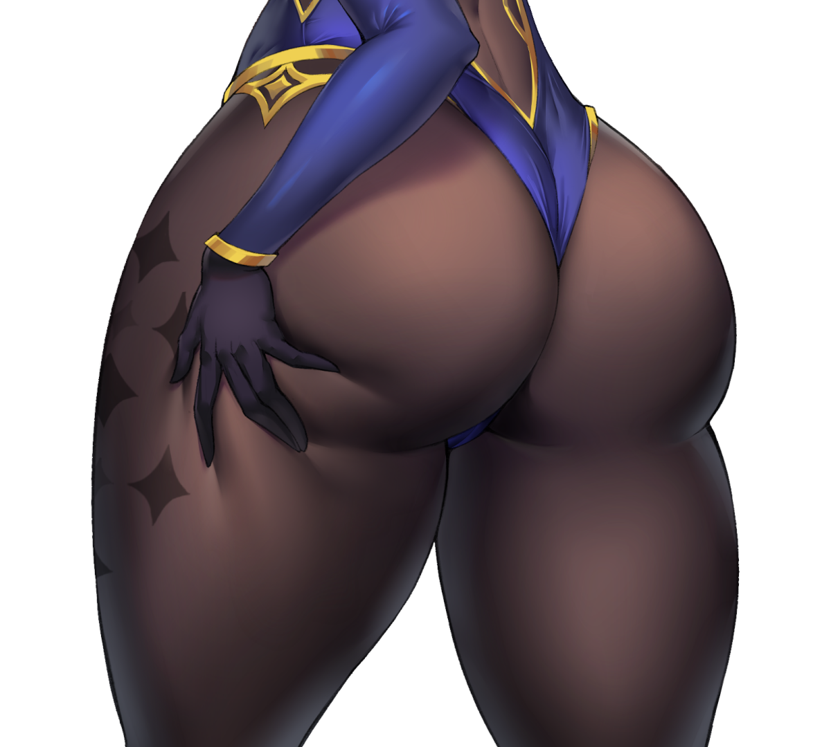 1girls, ass, big ass, big butt, female, female only, genshin impact, gloves, leotard, mahou kyuuri, mona (genshin impact), pantyhose, solo, solo female, thick, thick ass, thick thighs, wide hips