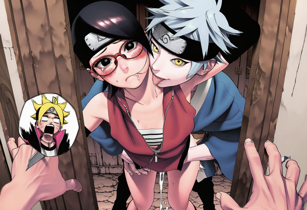 ai generated, boruto: naruto next generations, caught, caught cheating, caught cumming, caught in the act, cheating with friend, cuckold, female, female focus, gxg, light-skinned female, male, male pov, male/female, mitsuki (naruto), naruto, naruto (series), naruto shippuden, netorare, opening door, pov, rough sex, sex, straight, surprised, surprised expression, taken from behind, uchiha sarada, uzumaki boruto