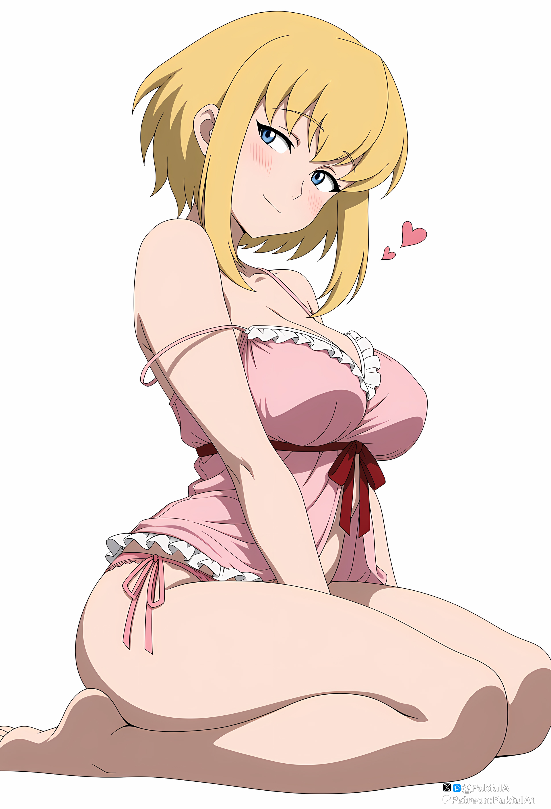 1girls, ai generated, bangs, barefoot, between legs, blonde hair, blue eyes, blush, breasts, cleavage, dc, dc comics, hand between legs, heart, kara zor-el, large breasts, looking at viewer, my adventures with superman, panties, short hair, side-tie panties, sitting, smile, solo, strap slip, striped, striped panties, supergirl, supergirl (my adventures with superman), supergirl (series), superman (series), underwear, v arms, vertical stripes