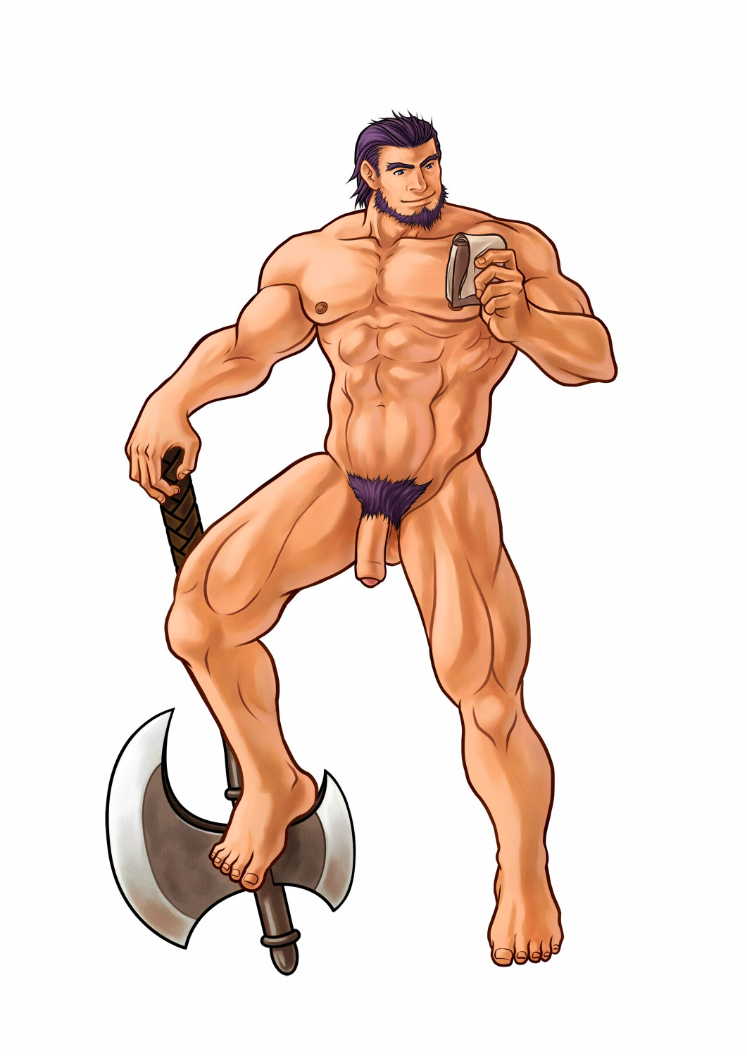 1boy axe fire_emblem fire_emblem:_path_of_radiance fire_emblem:_radiant_dawn largo_(fire_emblem) male male_only nude solo tagme