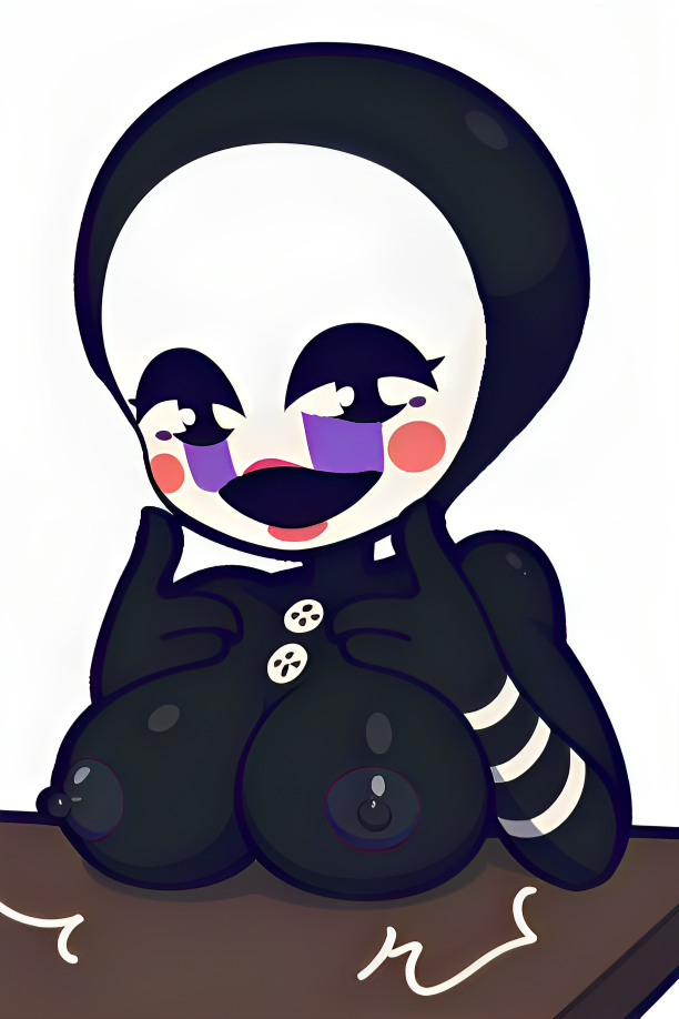 3_fingers ai_generated animatronic big_breasts black_eyes black_skin breasts breasts_on_table buttons classic_fnaf_2_marionette classic_fnaf_2_puppet eyelashes fair_argument_(meme) fair_argument_but… five_nights_at_freddy's five_nights_at_freddy's_2 haunted looking_at_viewer marionette_(fnaf) mask meme nipples no_hair original_fnaf_2_marionette original_fnaf_2_puppet pixai possessed puppet_(fnaf) simple_background striped_arms ultimate_custom_night white_background