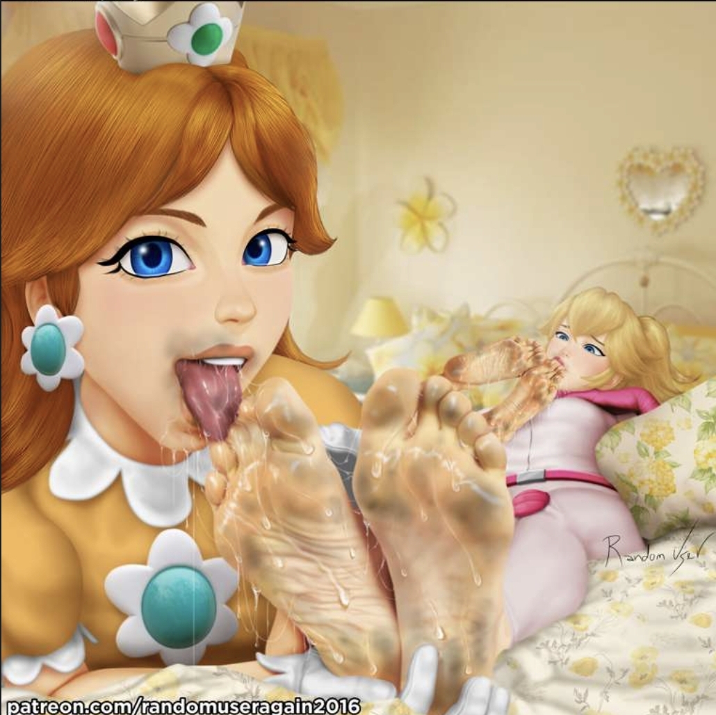 2girls bed dirty dirty_feet feet female female_only foot_fetish foot_focus foot_lick foot_play foot_worship footjob lesbian lesbian_sex lesbians licking_feet mario_(series) princess princess_daisy princess_peach randomuseragain2016 scat sniffing sniffing_feet super_mario_bros. tongue yuri