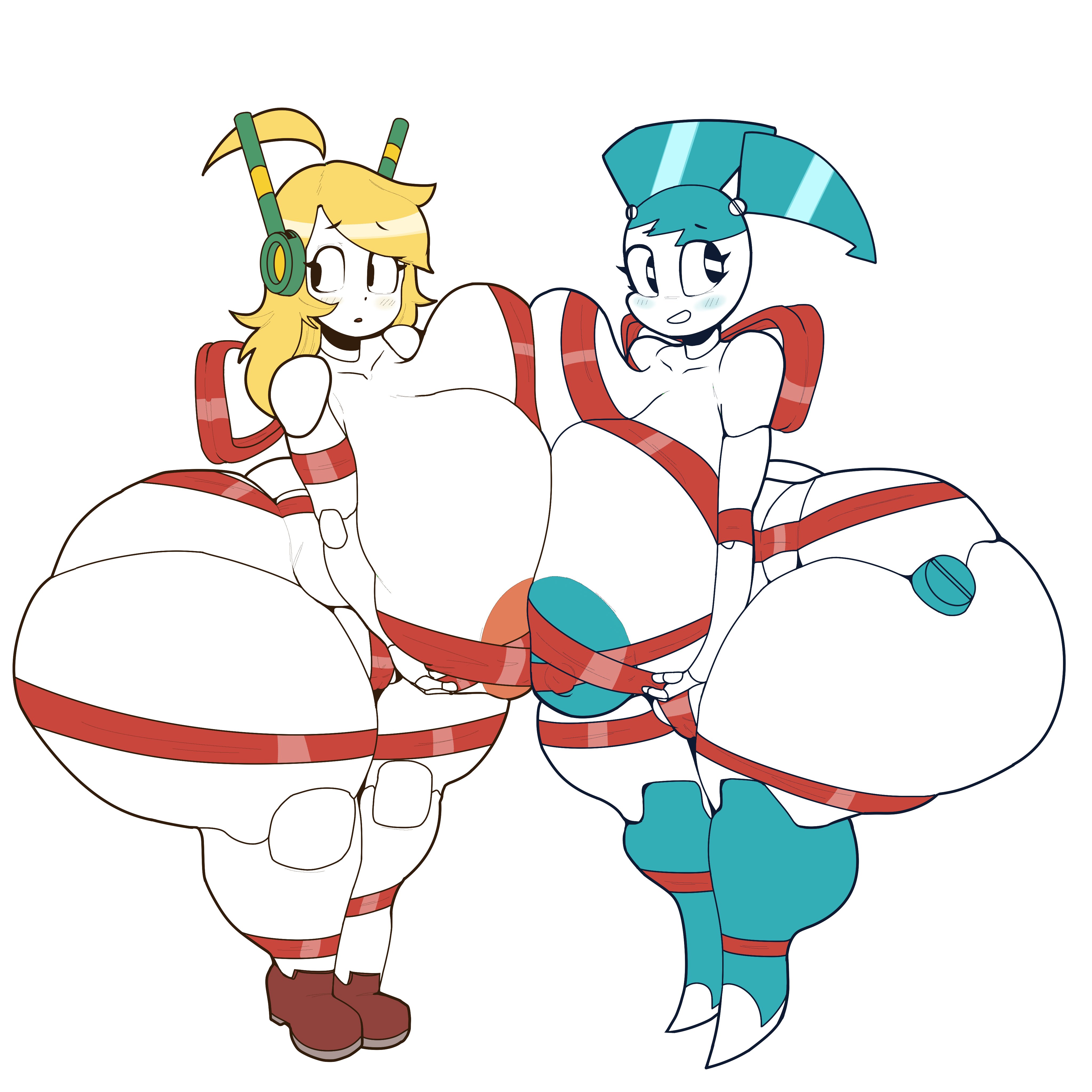 ass, ass bigger than head, ass window, breast to breast, breasts, breasts bigger than head, casual, casual nudity, cave story, christmas, curly brace, female, female only, holding, holding breast, holding own breast, huge breasts, hyper ass, hyper breasts, jenny wakeman, my life as a teenage robot, nude, renniearts00, robot, robot girl, shortstack, sideass, top heavy