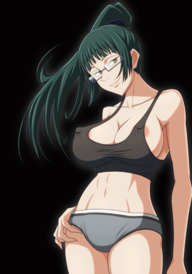 big_breasts glasses green hair jujutsu_kaisen tumami zenin_maki