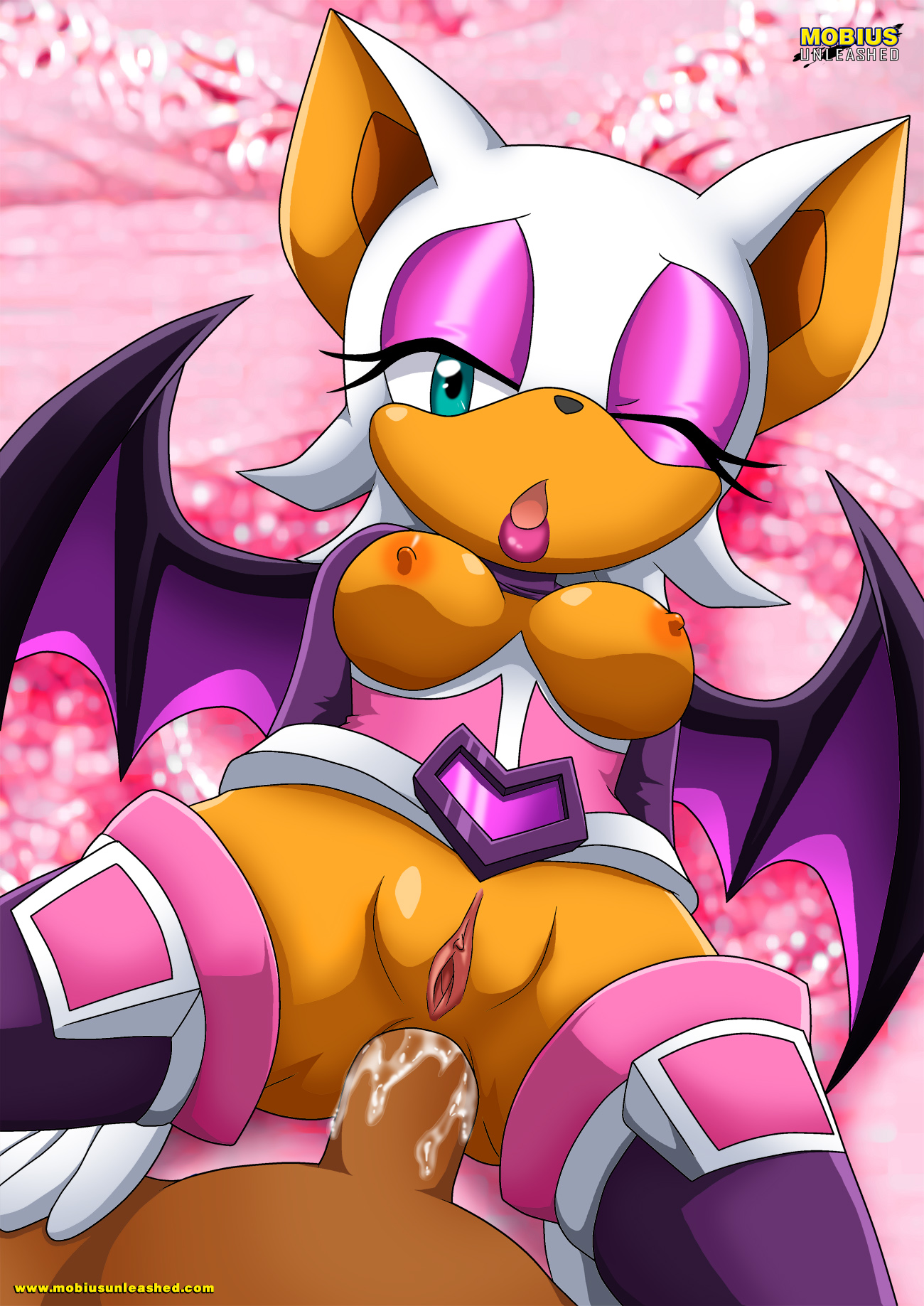 1boy, 1girls, anal, anal sex, anus, ass, bbmbbf, breasts, cum, cum in ass, faceless male, female, male, mobius unleashed, nipples, one eye closed, open mouth, palcomix, pussy, rouge the bat, rouge the bat (heroes), sonic (series), sonic heroes